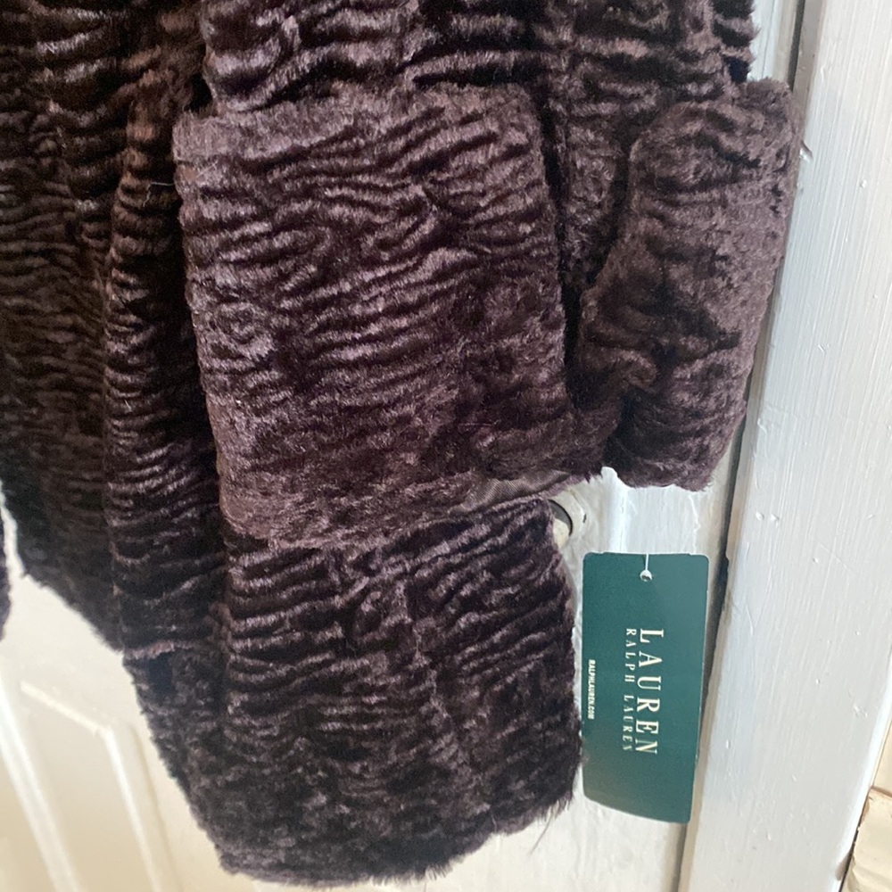 Lauren Ralph Lauren NWT XL brown faux fur coat. - Picture 3 of 10